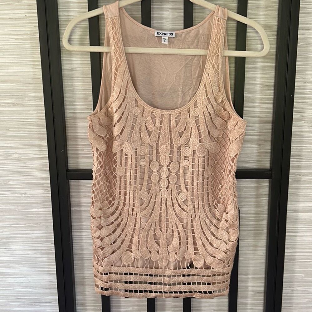 Express lace front beige top with S classy
